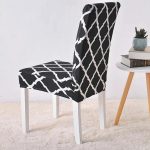 Husa universala pentru scaune clasice, model ROMB, culoare NEGRU + ALB - imagine 4