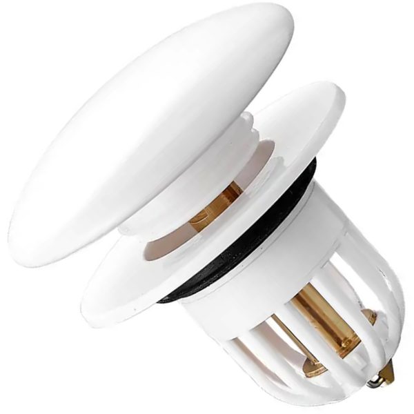 Dop scurgere chiuveta, universal, deschidere cu click, material oțel, diametru exterior 66 mm, culoare Alba