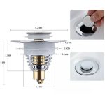 Dop scurgere chiuveta, universal, deschidere cu click, material oțel, diametru exterior 62 mm, culoare Argintiu - imagine 6