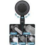 Set 3 elemente pentru dus, para de dus moderna + furtun flexibil + suport pentru perete, culoare Neagra - imagine 7