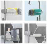 Raft organizator universal pentru bucatarie sau baie, montaj pe robinet, material otel, culoare Argintiu - imagine 6