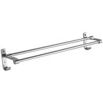 Suport din aluminiu pentru 2 prosoape + 2 cuiere, lungime 60 cm, culoare Argintiu - imagine 2