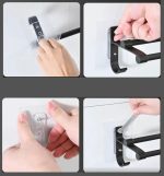 Suport din aluminiu pentru 2 prosoape + 2 cuiere, lungime 60 cm, culoare Neagra - imagine 5