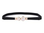 Curea rochie neagra, subtire cu perle, lungime 65cm - imagine 4