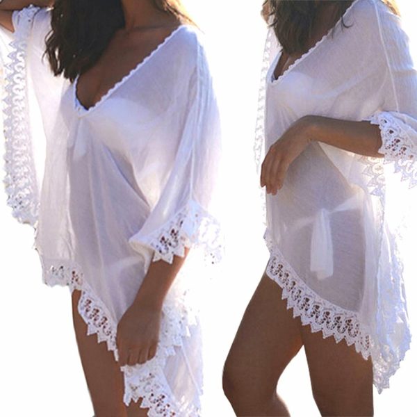 Tunica, Rochie de plaja aerisita, ușoara și delicata, culoare Alba, dimensiune Universala