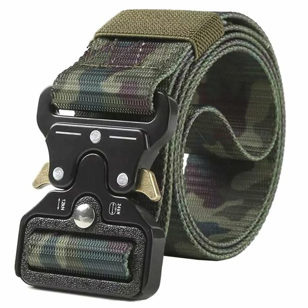 Curea Tactica pentru pantaloni, culoare Camuflaj cu catarama Neagra