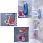 Organizator baie, raft de baie de tip "coltar" cu brat telescopic, cu 4 etajere si suport pentru prosop - imagine 7