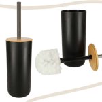 Set Elegant pentru baie format din 6 piese, ABS + lemn, culoare negru/maro - imagine 11