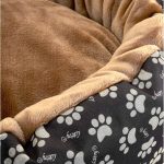 Culcus moale cu perna, pentru caine/pisica, culoare crem-maron, impermeabil, baza antiderapanta, 50 cm - imagine 3