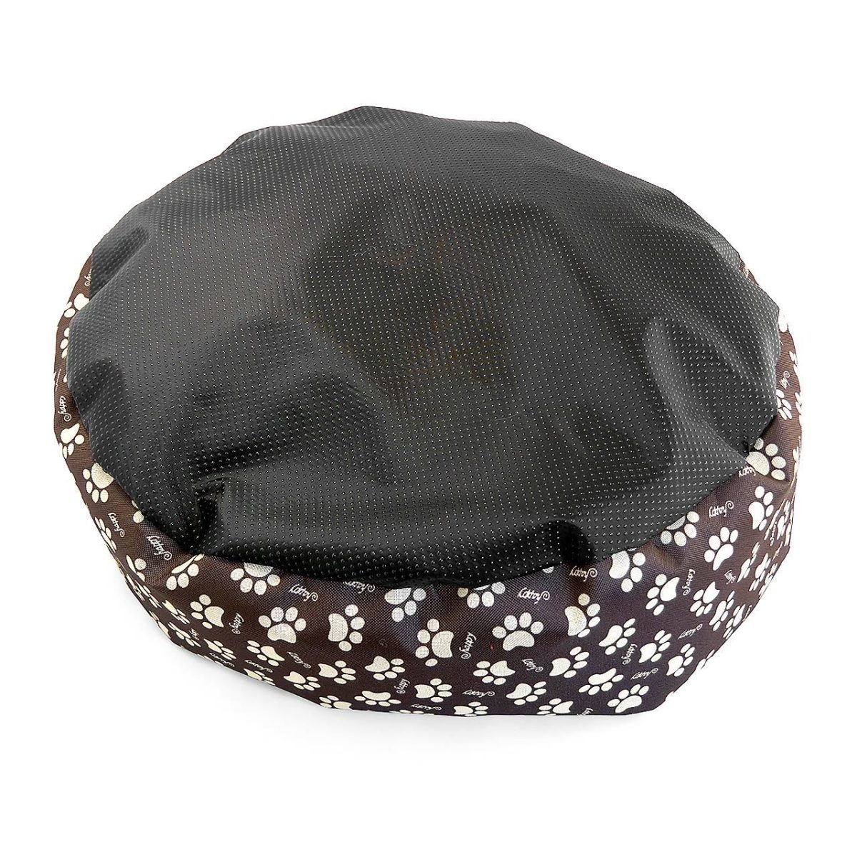 Culcus moale cu perna, pentru caine/pisica, culoare negru, impermeabil, baza antiderapanta, 50 cm - imagine 3