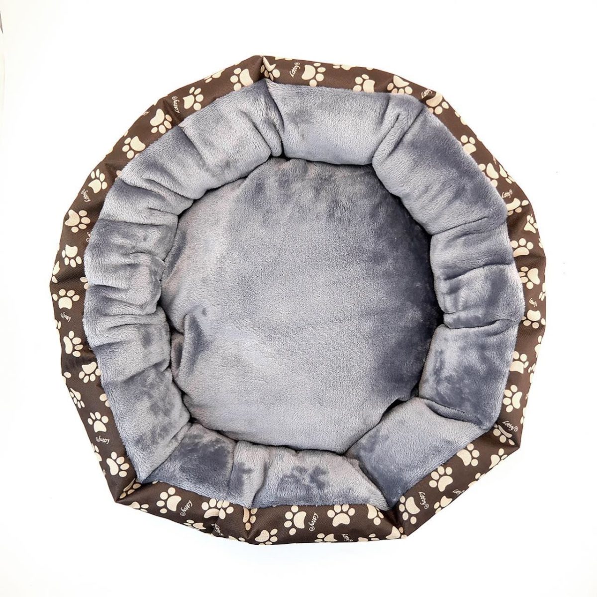 Culcus moale cu perna, pentru caine/pisica, culoare gri, impermeabil, baza antiderapanta, 50 cm - imagine 3
