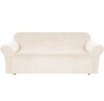 Husa universala pentru canapea standard cu 3 locuri, imitatie catifea, culoare BEJ - imagine 4