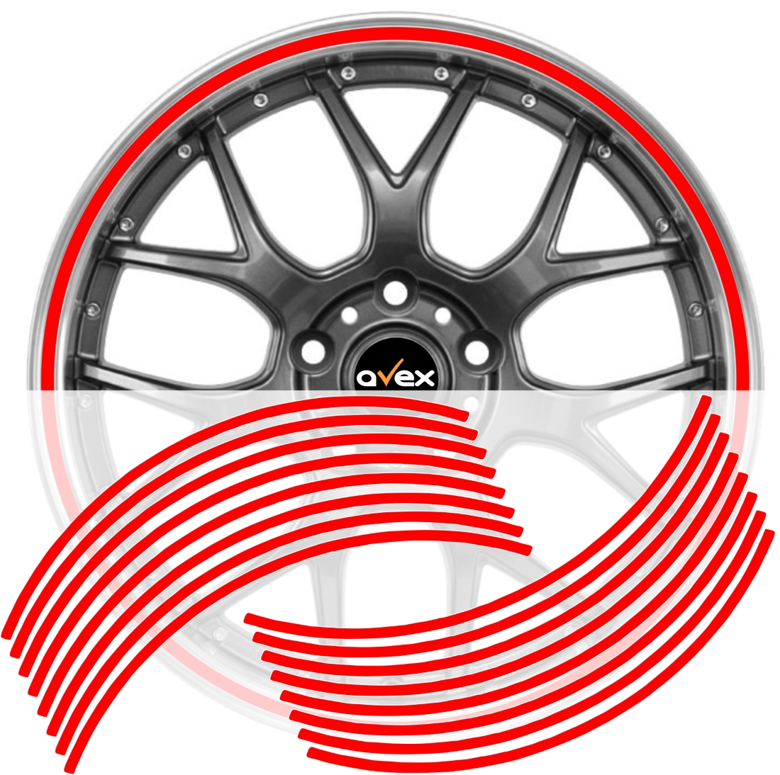 Dungi-Jante-new-rosu.jpg Set 16 inele din autocolant pentru jante culoare Rosu Lucios - imagine 1