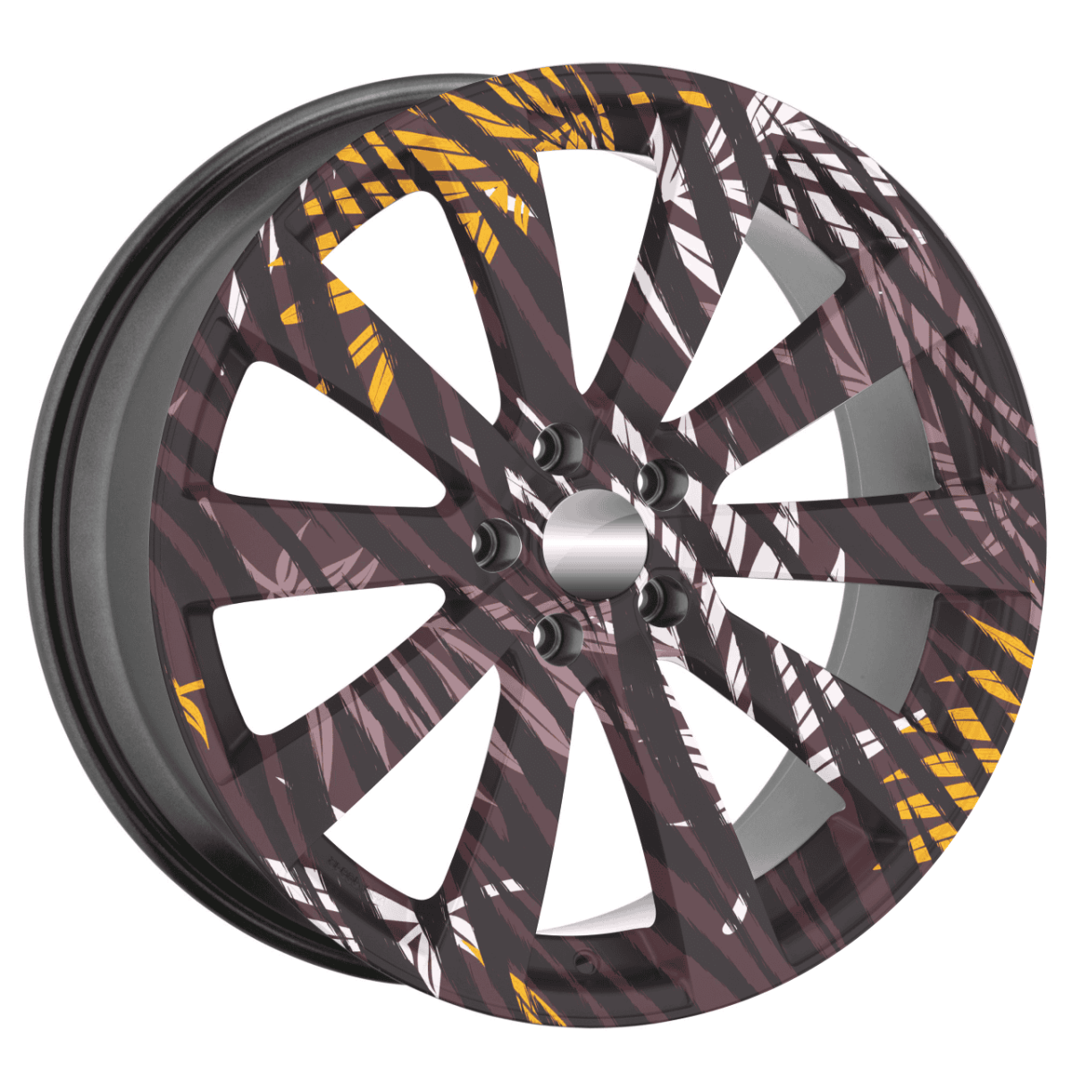 Set 4 Folii Imprimate Outdoor cu EcoSolvent, autoadezive, pentru decorarea jantelor auto, dimetru 60 cm, model FJT-03 - imagine 4