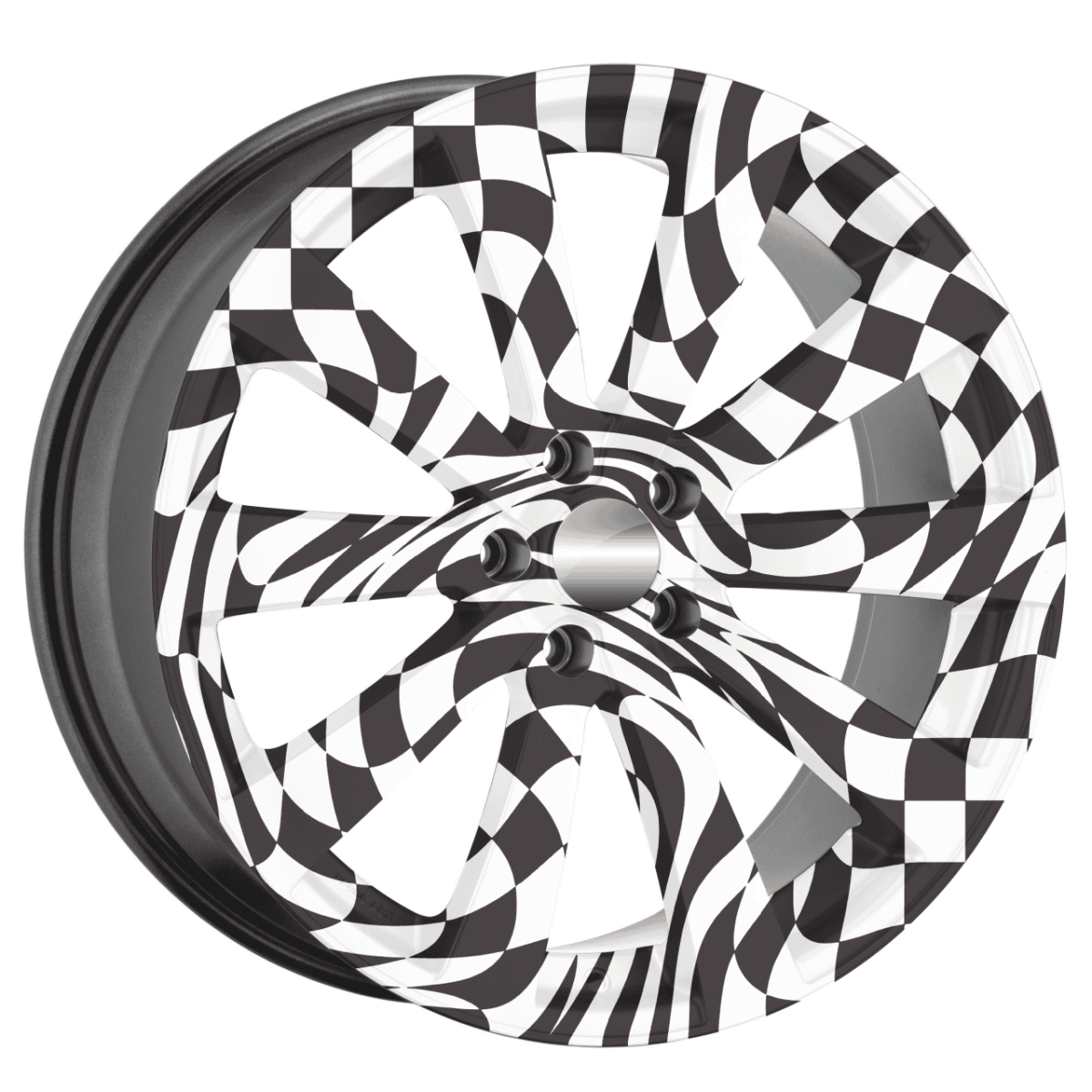 Set 4 Folii Imprimate Outdoor cu EcoSolvent, autoadezive, pentru decorarea jantelor auto, dimetru 60 cm, model FJT-04 - imagine 3