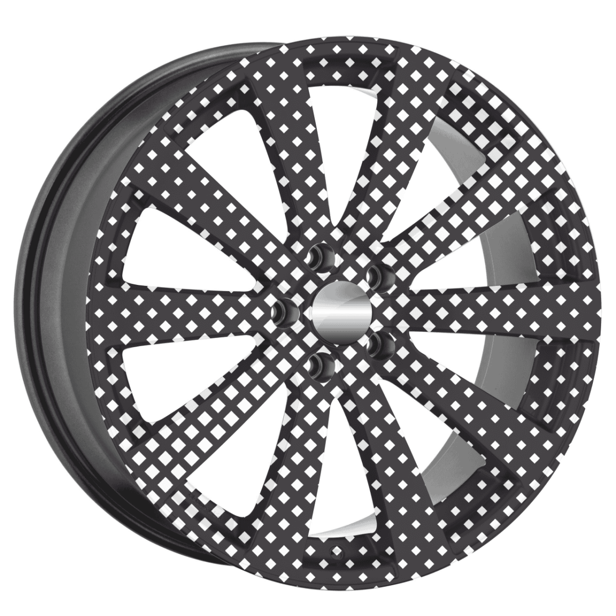 Set 4 Folii Imprimate Outdoor cu EcoSolvent, autoadezive, pentru decorarea jantelor auto, dimetru 60 cm, model FJT-05 - imagine 2