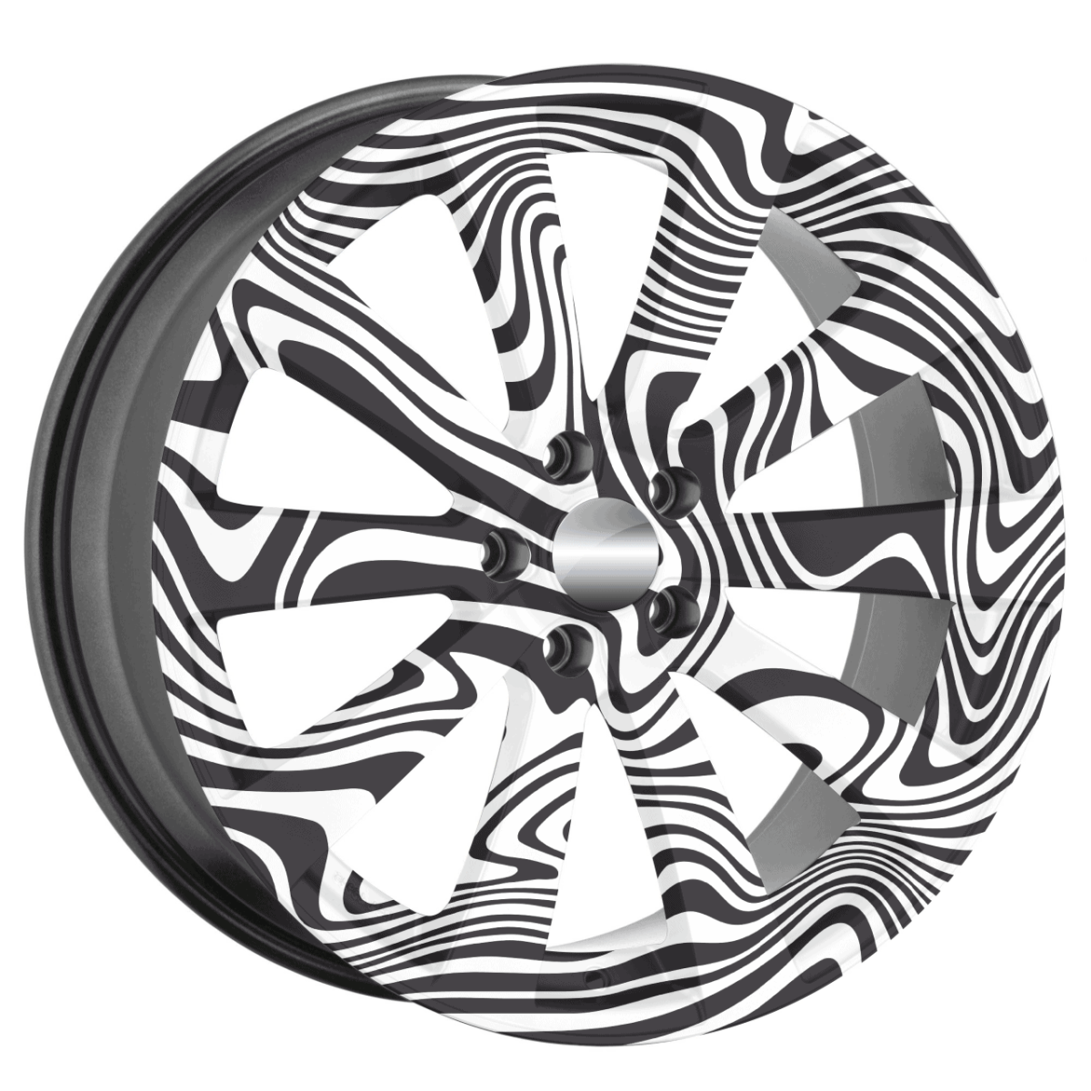 Set 4 Folii Imprimate Outdoor cu EcoSolvent, autoadezive, pentru decorarea jantelor auto, dimetru 60 cm, model FJT-09 - imagine 3