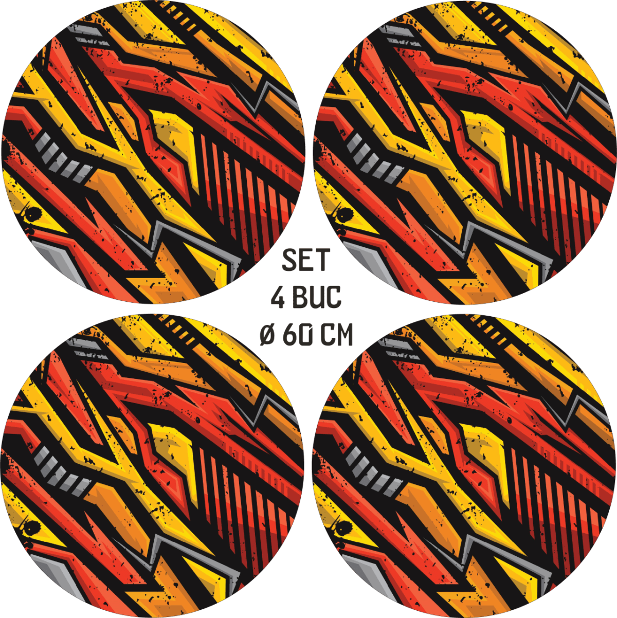 Set 4 Folii Imprimate Outdoor cu EcoSolvent, autoadezive, pentru decorarea jantelor auto, dimetru 60 cm, model FJT-13 - imagine 4