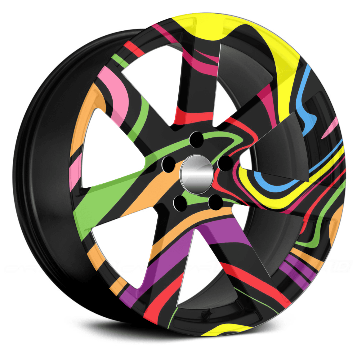 Set 4 Folii Imprimate Outdoor cu EcoSolvent, autoadezive, pentru decorarea jantelor auto, dimetru 60 cm, model FJT-15 - imagine 2