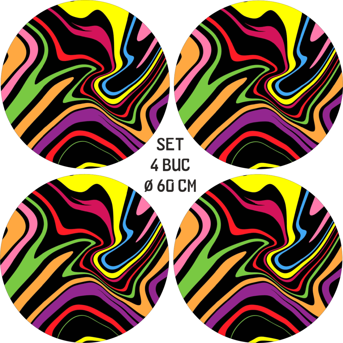 Set 4 Folii Imprimate Outdoor cu EcoSolvent, autoadezive, pentru decorarea jantelor auto, dimetru 60 cm, model FJT-15 - imagine 4