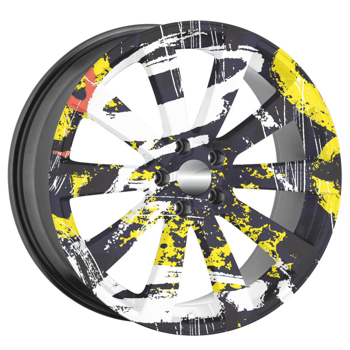 Set 4 Folii Imprimate Outdoor cu EcoSolvent, autoadezive, pentru decorarea jantelor auto, dimetru 60 cm, model FJT-16 - imagine 3