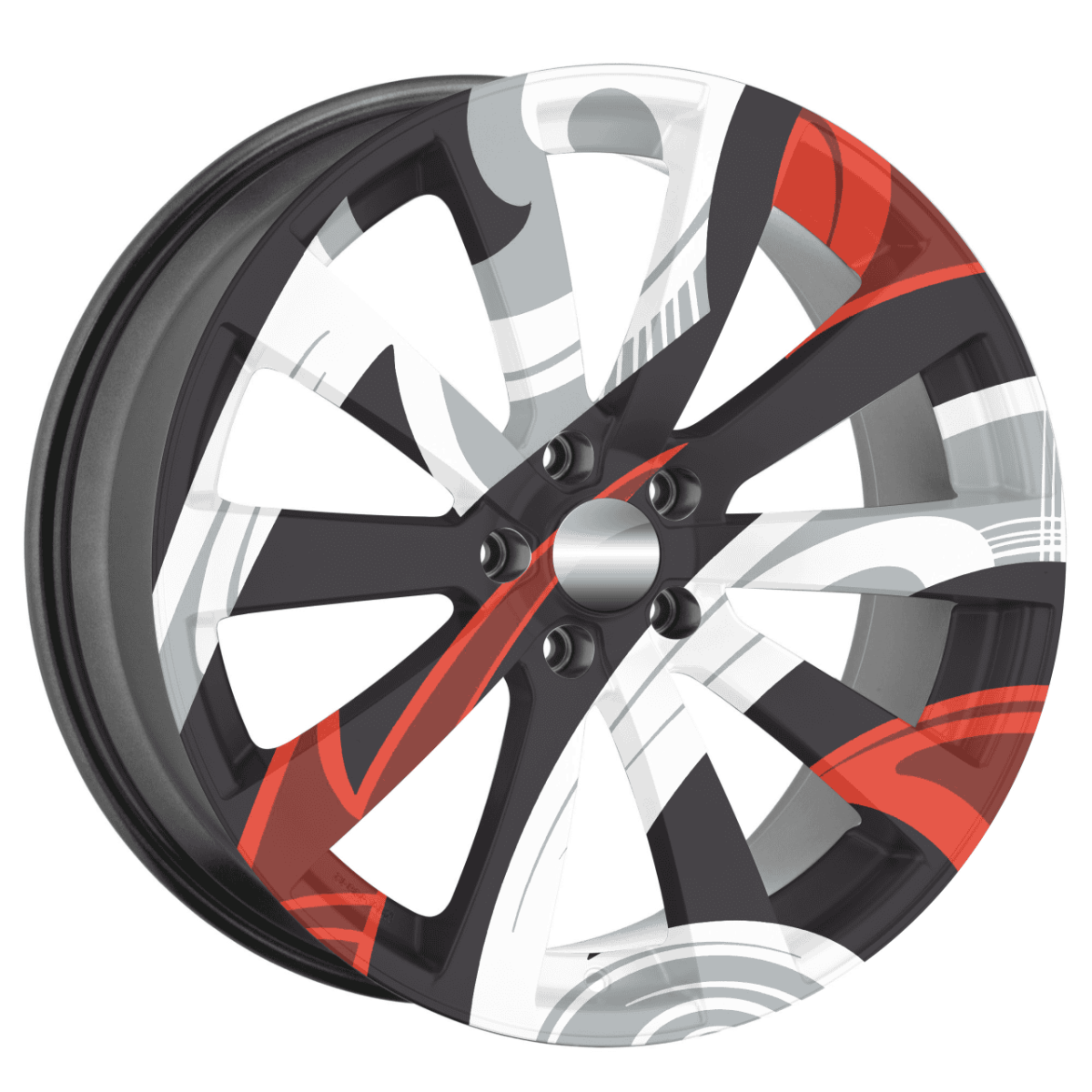 Set 4 Folii Imprimate Outdoor cu EcoSolvent, autoadezive, pentru decorarea jantelor auto, dimetru 60 cm, model FJT-17 - imagine 3
