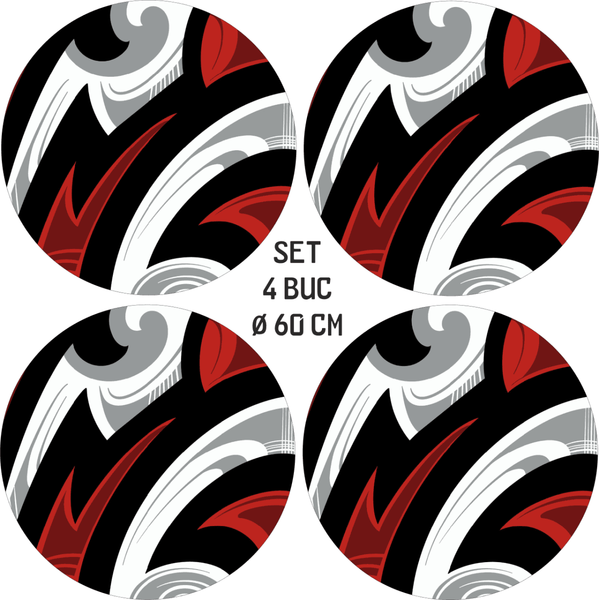 Set 4 Folii Imprimate Outdoor cu EcoSolvent, autoadezive, pentru decorarea jantelor auto, dimetru 60 cm, model FJT-17 - imagine 4