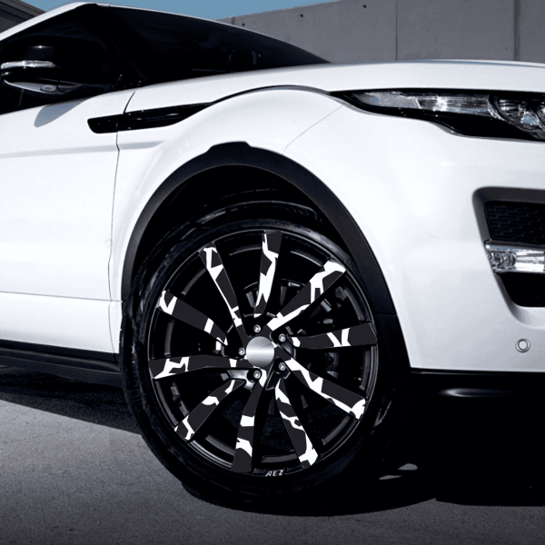 Set 4 Folii Imprimate Outdoor cu EcoSolvent, autoadezive, pentru decorarea jantelor auto, dimetru 60 cm, model FJT-18