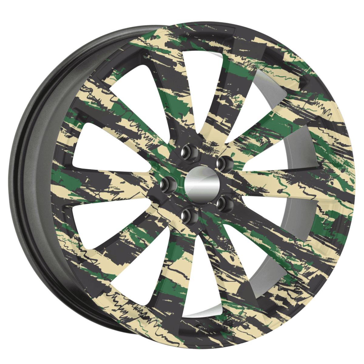 Set 4 Folii Imprimate Outdoor cu EcoSolvent, autoadezive, pentru decorarea jantelor auto, dimetru 60 cm, model FJT-19 - imagine 5