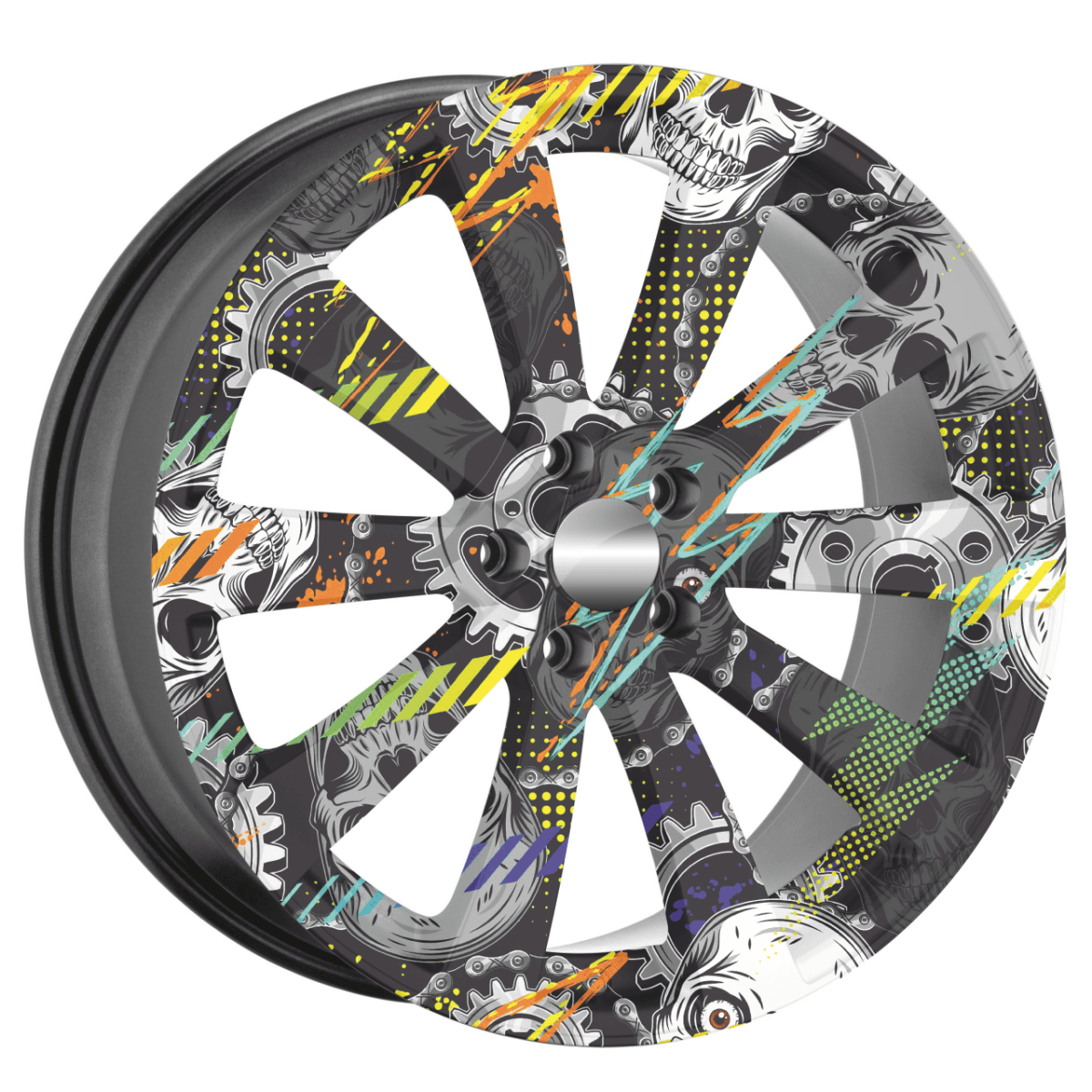 Set 4 Folii Imprimate Outdoor cu EcoSolvent, autoadezive, pentru decorarea jantelor auto, dimetru 60 cm, model FJT-20 - imagine 3