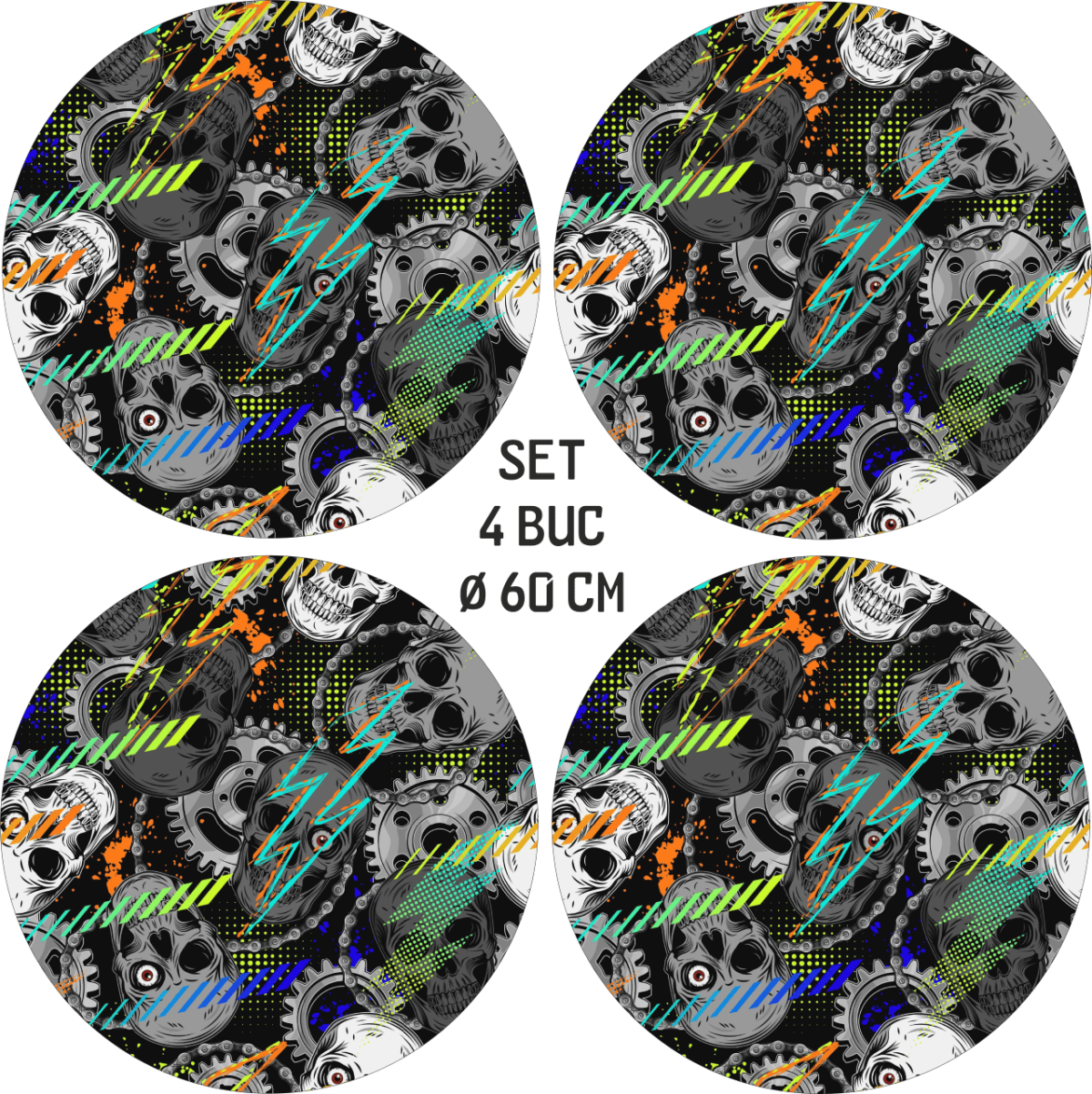 Set 4 Folii Imprimate Outdoor cu EcoSolvent, autoadezive, pentru decorarea jantelor auto, dimetru 60 cm, model FJT-20 - imagine 4