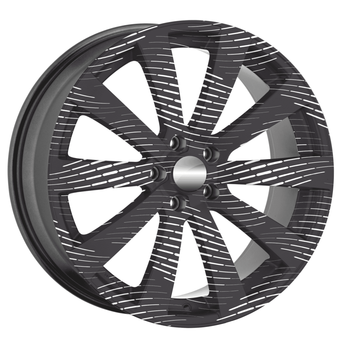 Set 4 Folii Imprimate Outdoor cu EcoSolvent, autoadezive, pentru decorarea jantelor auto, dimetru 60 cm, model FJT-23 - imagine 3