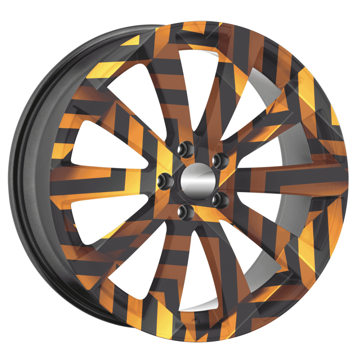 Set 4 Folii Imprimate Outdoor cu EcoSolvent, autoadezive, pentru decorarea jantelor auto, dimetru 60 cm, model FJT-30 - imagine 3