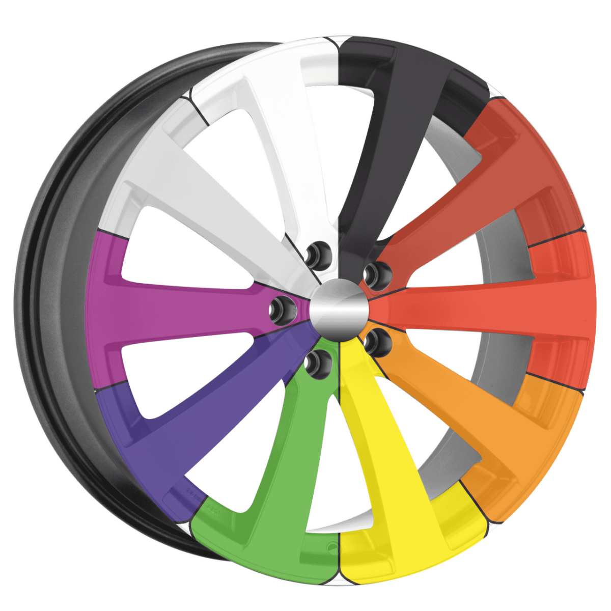 Set 4 Folii Imprimate Outdoor cu EcoSolvent, autoadezive, pentru decorarea jantelor auto, dimetru 60 cm, model FJT-35 - imagine 3