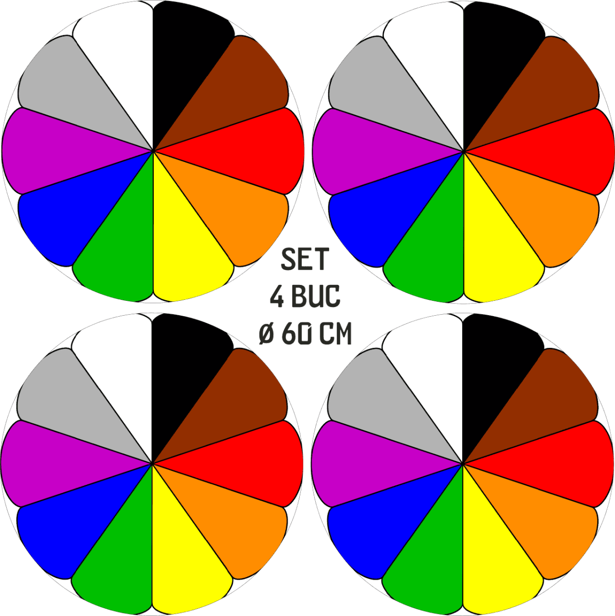 Set 4 Folii Imprimate Outdoor cu EcoSolvent, autoadezive, pentru decorarea jantelor auto, dimetru 60 cm, model FJT-35 - imagine 4