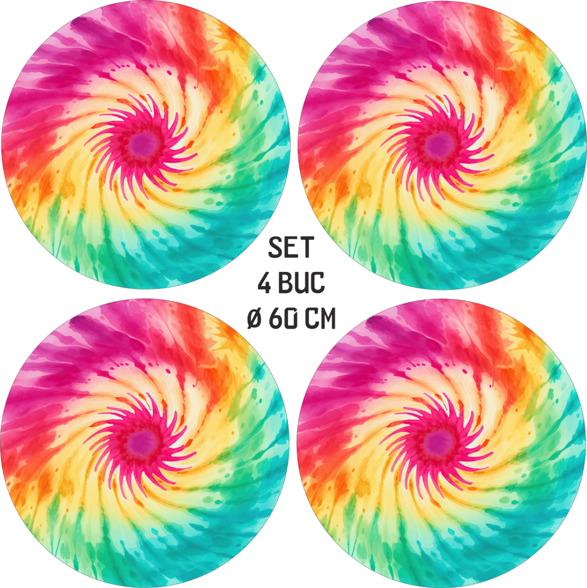 Set 4 Folii Imprimate Outdoor cu EcoSolvent, autoadezive, pentru decorarea jantelor auto, dimetru 60 cm, model FJT-39 - imagine 4