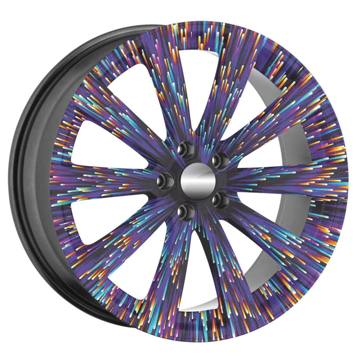 Set 4 Folii Imprimate Outdoor cu EcoSolvent, autoadezive, pentru decorarea jantelor auto, dimetru 60 cm, model FJT-42 - imagine 3