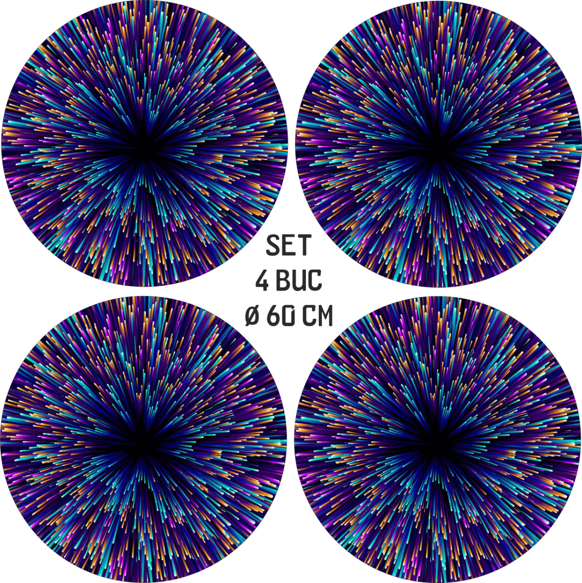 Set 4 Folii Imprimate Outdoor cu EcoSolvent, autoadezive, pentru decorarea jantelor auto, dimetru 60 cm, model FJT-42 - imagine 4