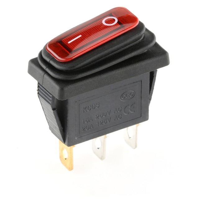 KCD3-1pcs-5pcs-3-Pin-12V-220V-LE.jpg Intrerupator rectangular cu 2 pozitii, iluminat LED, waterproof, pentru utilaje, Off-Road, ATV, SSV, QUAD, Scuter, Motocicleta - imagine 1