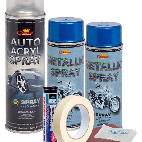Kit complet reparatie si vopsire jante culoare Albastru Metalizat, V2