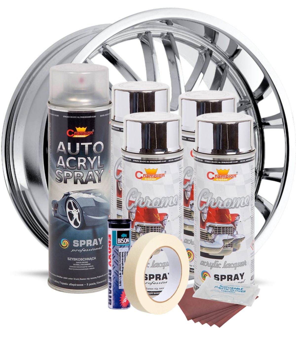 Kit complet reparatie si vopsire jante culoare Crom Metalic, V4 - imagine 2