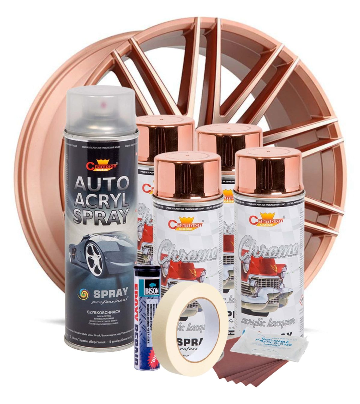 Kit complet reparatie si vopsire jante culoare Cupru Metalic, V4 - imagine 2