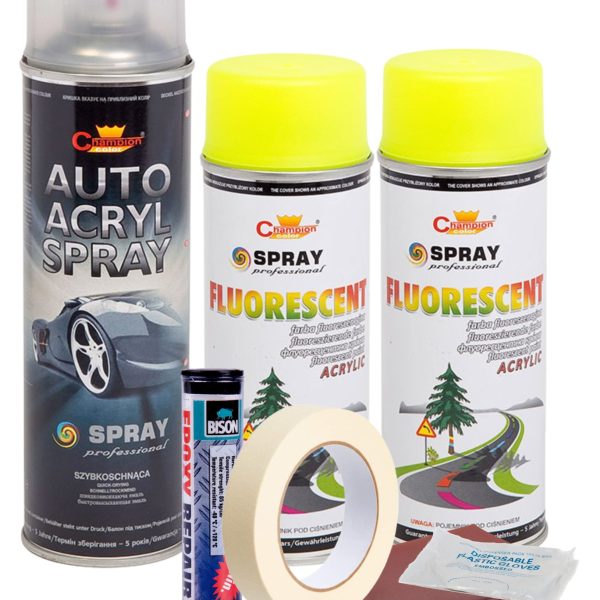 Kit complet reparatie si vopsire jante culoare Galben Fluorescent, V2