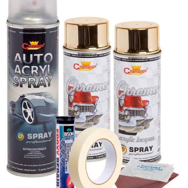 Kit complet reparatie si vopsire jante culoare Auriu Metalic, V2