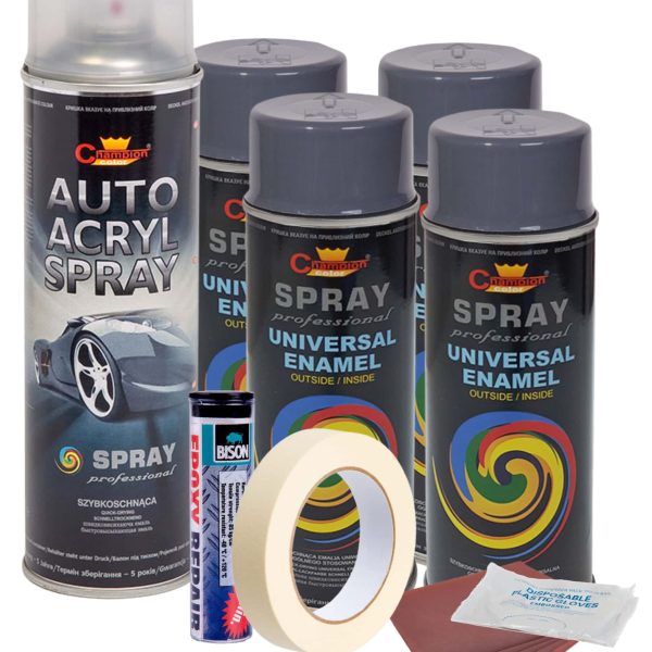 Kit complet reparatie si vopsire jante culoare Gri Inchis, V4