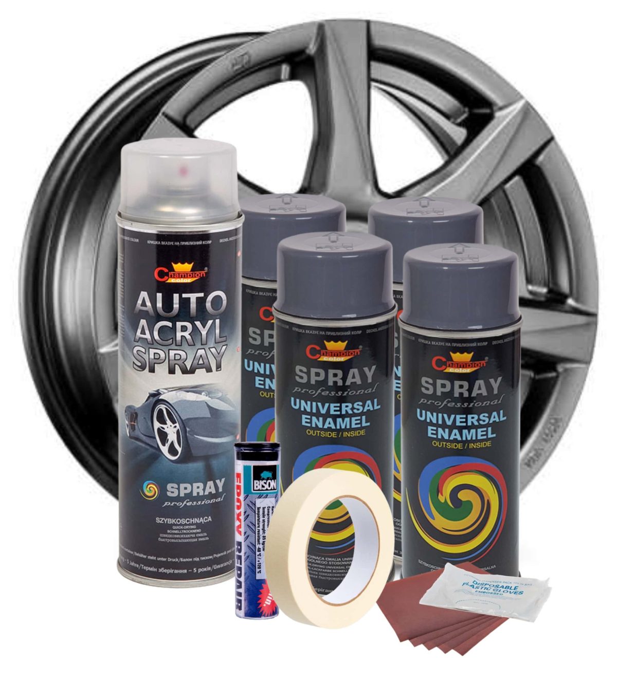 Kit complet reparatie si vopsire jante culoare Gri Inchis, V4 - imagine 2