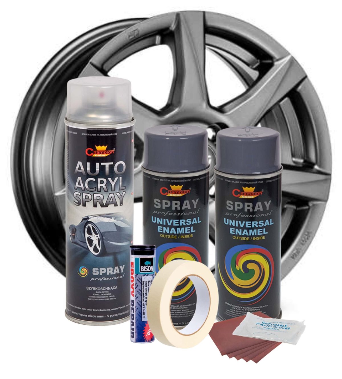 Kit complet reparatie si vopsire jante culoare Gri Inchis, V2 - imagine 2