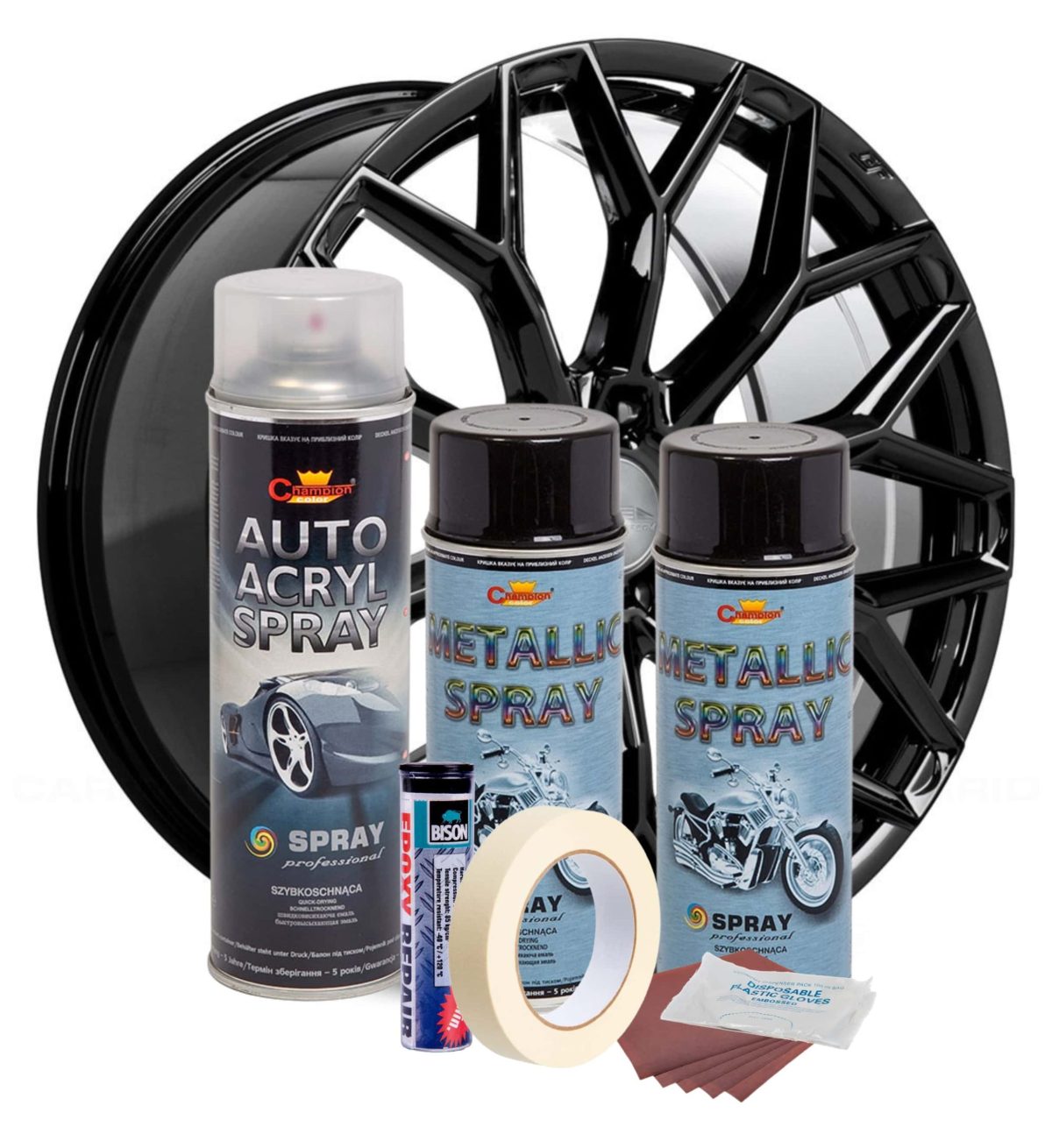 Kit complet reparatie si vopsire jante culoare Negru Metalizat, V2 - imagine 2