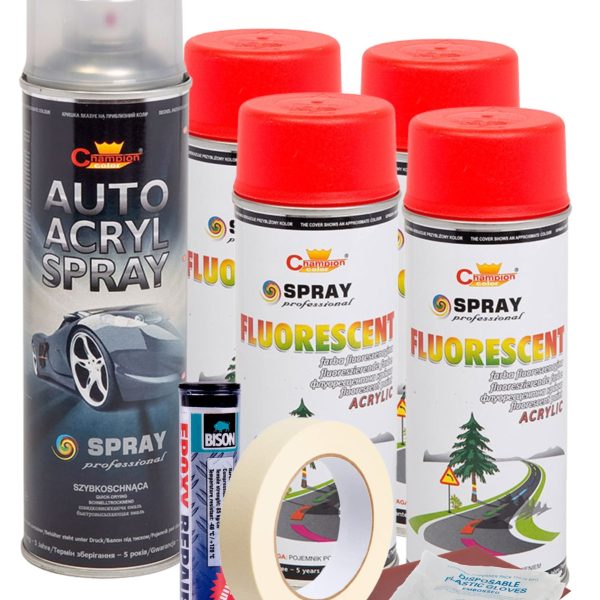 Kit complet reparatie si vopsire jante culoare Rosu Fluorescent, V4