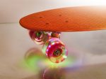 Skateboard Penny Board pentru copii cu roti din cauciuc, iluminate LED, culoare Orange - imagine 5